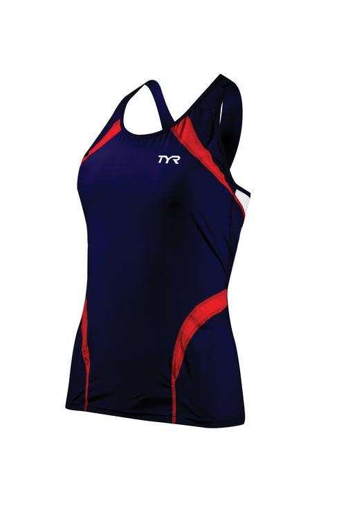 TYR Carbon Female Tank- Navy/Red (404)