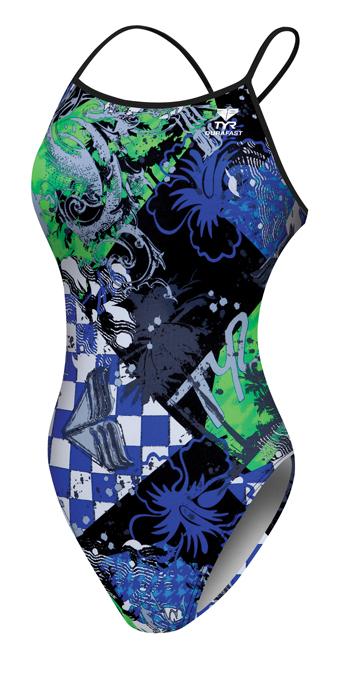 TYR Laguna Seca Thin X- Back (Blue/Green - 487)