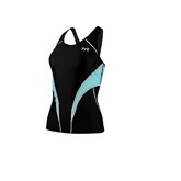 TYR Competitor Female Fitted Tankini- Black/LT Blue (128) (2011)