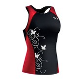 TYR Competitor Female Fitted Printed Tankini - Black/Red (002)