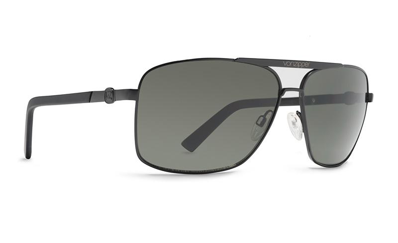 Metal Stache Sunglass - Black Satin/ Grey