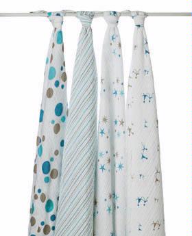 Muslin Swaddling Wrap/Star Bright-4 Pack - click to enlarge Muslin Swaddling Wrap/Star Bright-4 Pack