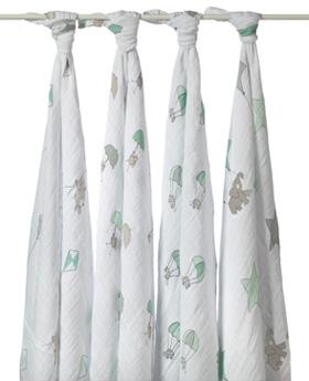 Muslin Swaddling Wrap (Up, Up and Away)-4 Pack