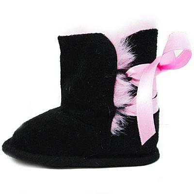 Ribbon Lace Up Boot - Black Faux Suede - click to enlarge Ribbon Lace Up Boot - Black Faux Suede