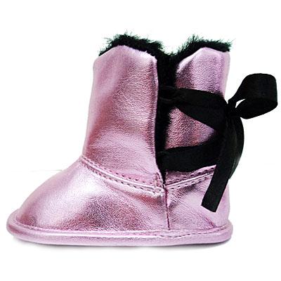 Ribbon Lace Up Boot - Metallic Pink - click to enlarge Ribbon Lace Up Boot - Metallic Pink