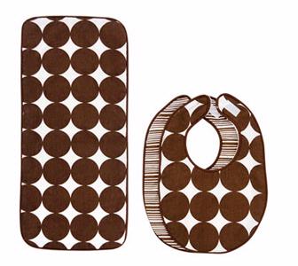 Dot/Stripe Chocolate Bib/Burp Set