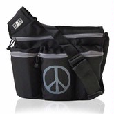 Diaper Dude Black with Peace Sign Diaper Bag