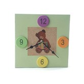 Tree By Kerri Lee Square Clock (Green Bear)