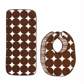 Dwell Studio Dot/Stripe Chocolate Bib & Burp Set