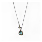 Bellissima Jewelry Design Turquoise Nest with brass bird