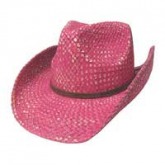 Straw Cowboy Hat/ Pink